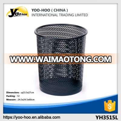 Office stationery metal mesh round wastebasket